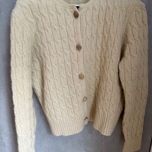 Tara Jarmon Paris Beige Cable Knit Cardigan – "Gaia" Model (Size T1/2 - fits M)